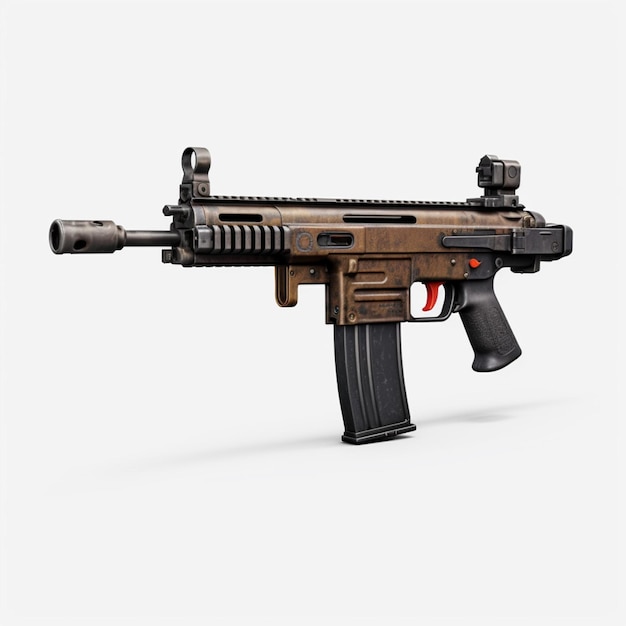 Submachine gun with white background high quality u