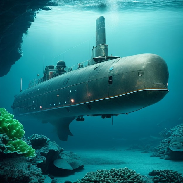 Submarine in deep sea