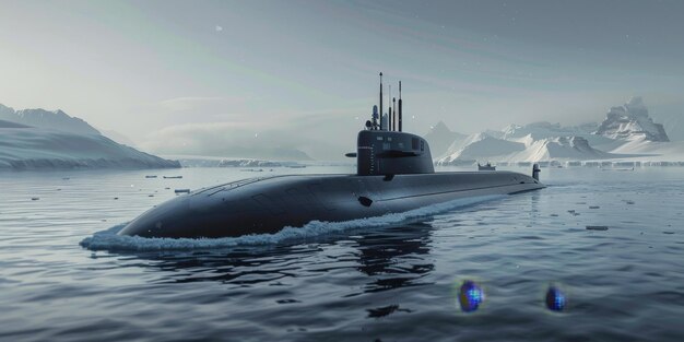 Photo submarine in the ice generative ai
