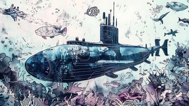 Premium Photo | A submarine is shown with a picture of a submarine and