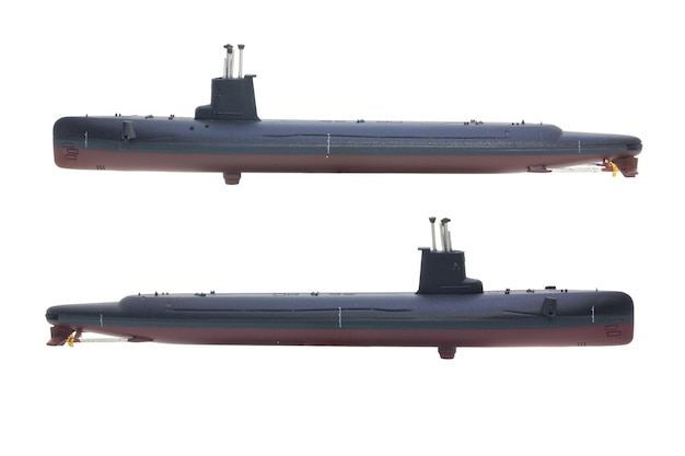 Submarine model toy isolate on white background