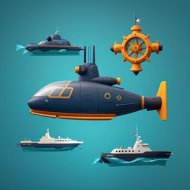 Submarine In Underwater Cartoon Vector Icon Illustration Transportation Technology Icon Concept Isolated Premium Vector Flat Cartoon Style