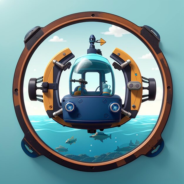 Foto veicolo sottomarino underwater cartoon vector icon illustrazione trasporto oggetto icon concept isolato premium vector flat cartoon styleicon logo vettoriale progettazione spiaggia d'acqua