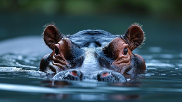 Submerged Serenity Hippopotamus in Tranquil Waters