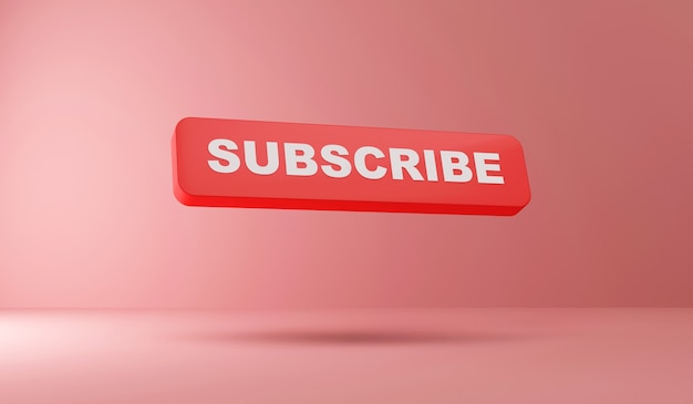 Photo subscribe button on pink studio background