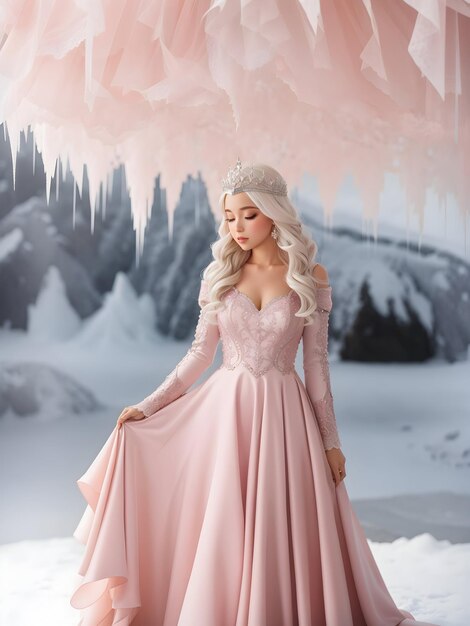 Subtle Blush Pink snow queen dress