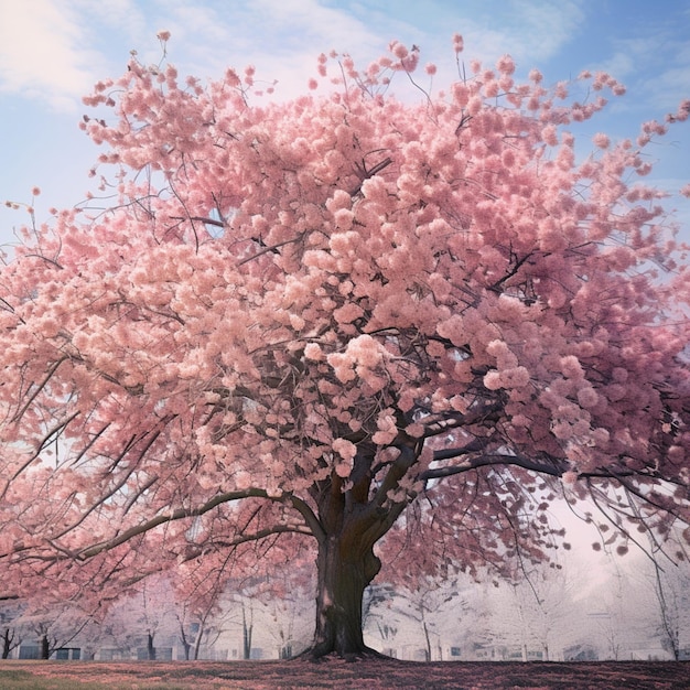 Photo subtle colors of a blooming cherry blossom tree