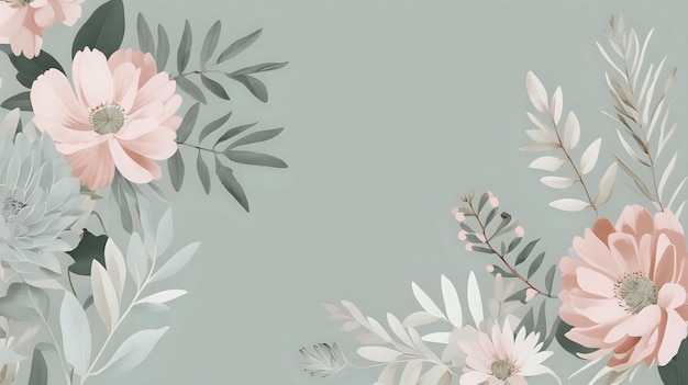 A subtle floral pattern in muted tones of sage green and blush pink