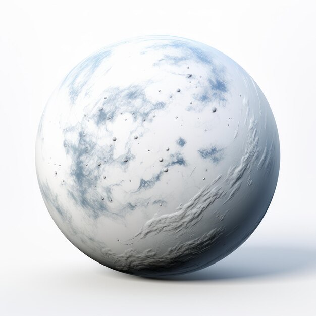 Photo subtle ink wash 3d planet model with white snow