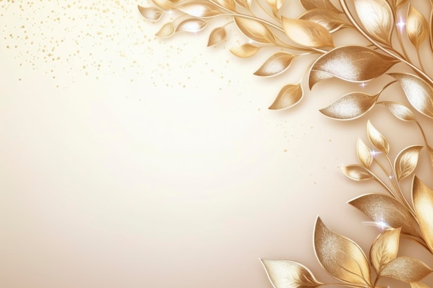 subtle leaves gold color frame hd wallpaper background