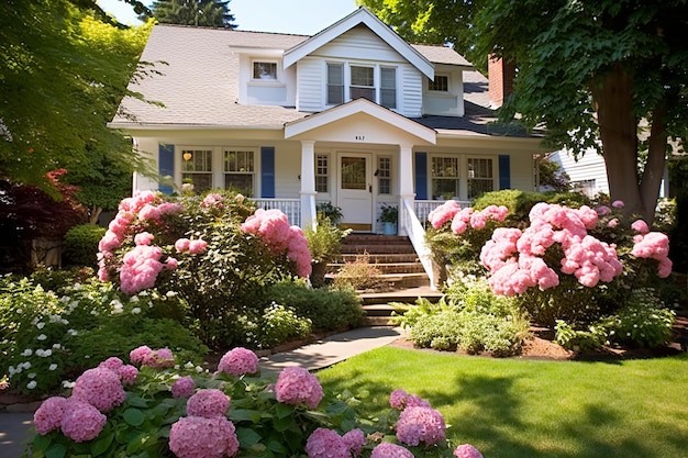 Photo suburban bliss garden eden awaits at the heart of a cozy homefront