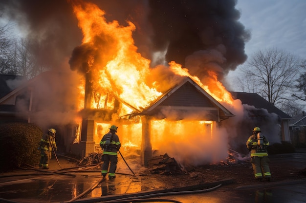 Suburban home engulfed in flames