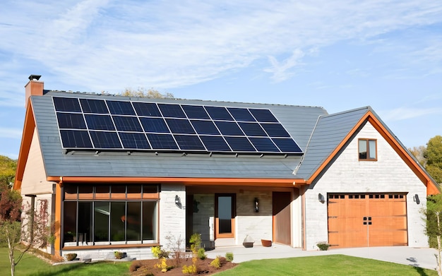 suburban house with a photovoltaic system