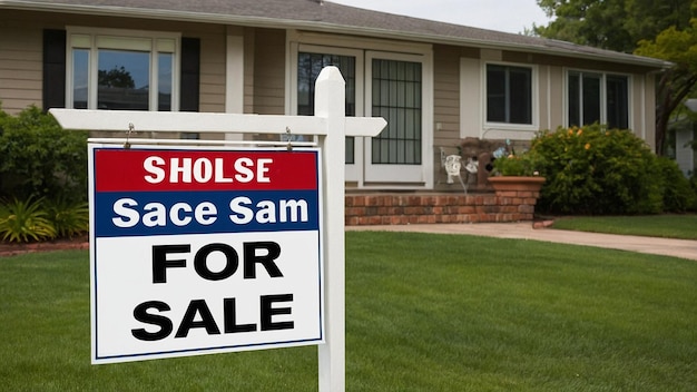 Photo suburban house with a for sale sign