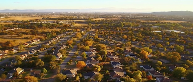 Photo a suburban neighborhood with a neighborhood in the background
