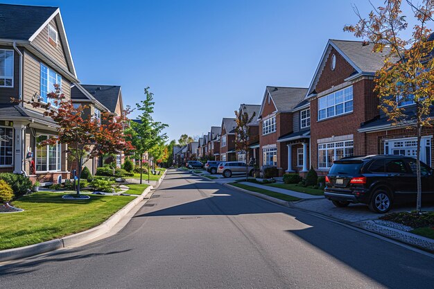 Photo a suburban neighborhood with red brick homes