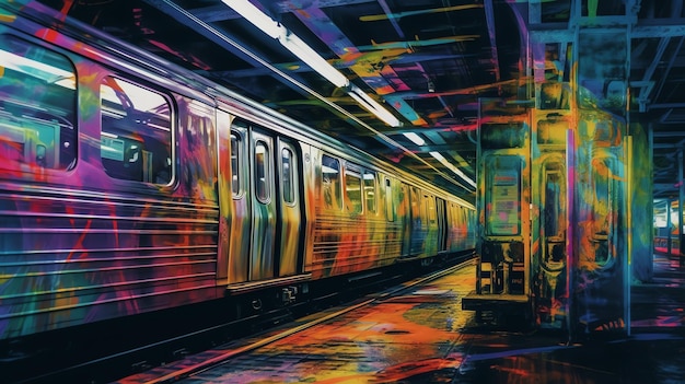 Subway beautiful abstract art style digital art illustration