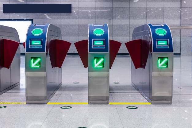 Photo subway entrance and exit gate machine