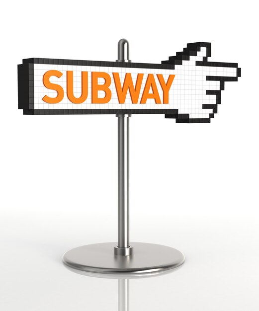 Subway Sign. Digitally Generated Image isolated on white background. 3D Rendering