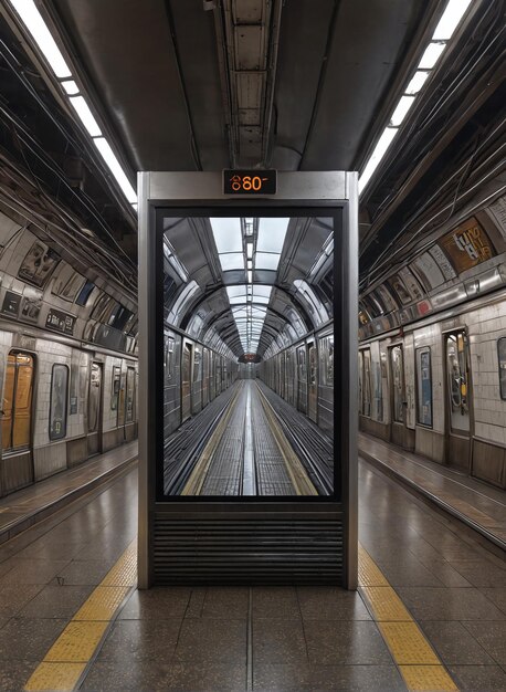 Foto una stazione della metropolitana con un treno sullo sfondo