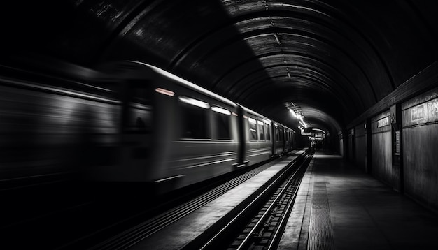 subway train in the tunnel subway train in motion train station