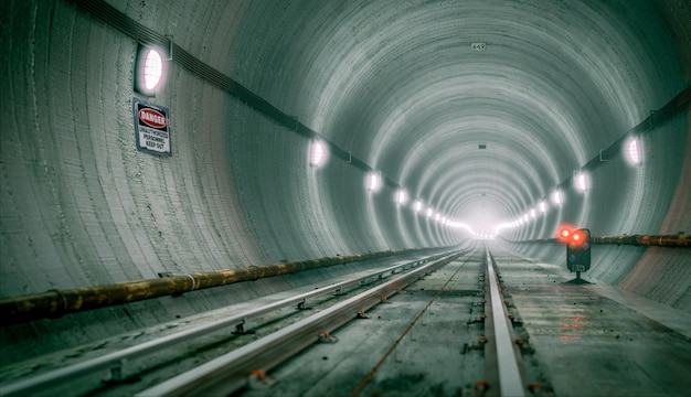 Photo subway underground tunnel with light