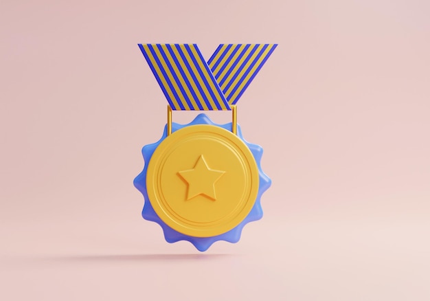 succes medaille award concept ui pictogram op roze achtergrond