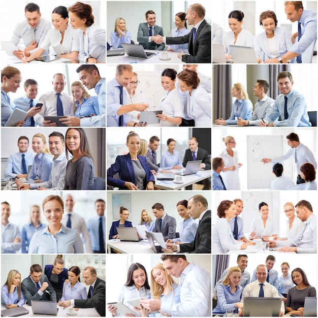 Concetto di successo - collage con molti uomini d'affari