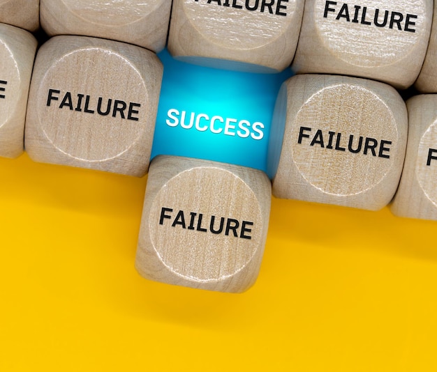 Success and failure alternative options Reaching to success after many failures or learning from mistakes concept