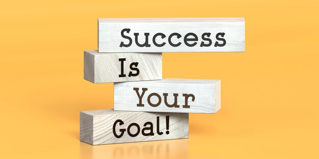 Success is your goal words on wooden blocks 3D illustration