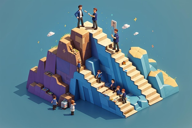 Success ladder flat isometric