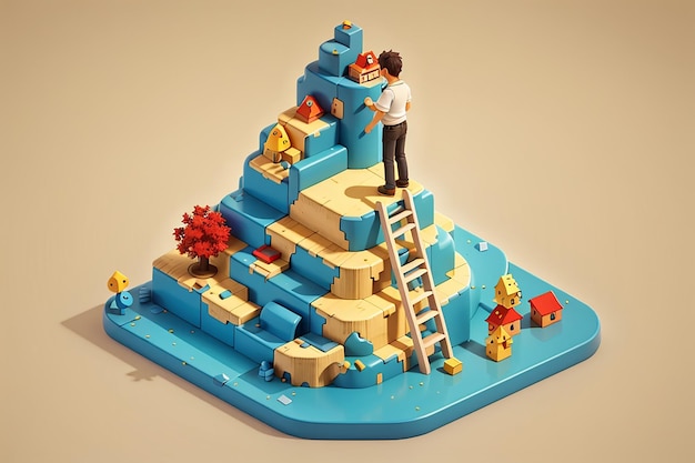 Success ladder flat isometric