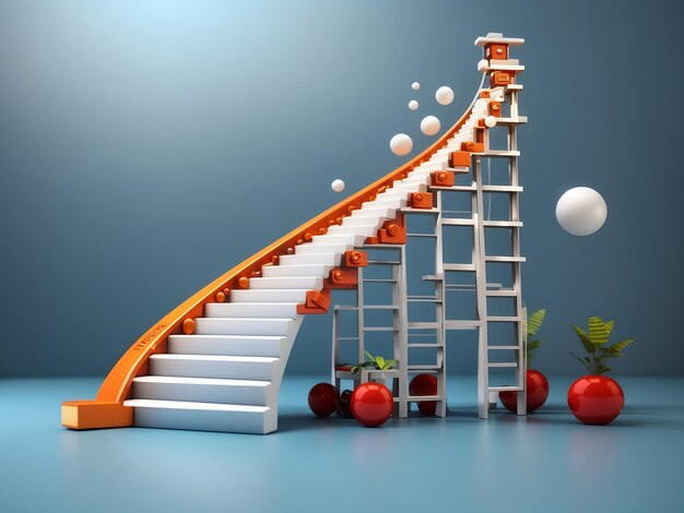 Success Ladder vision goal strategy success business concept