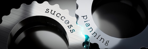 Success planning gears concept 3D illustration