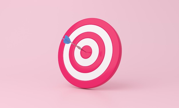 Success Target board with arrows on pink background Successful shoot