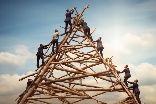 Foto successo attraverso il lavoro di squadra e il team building