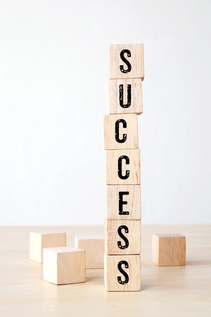 Success word on wooden cubes, business concept