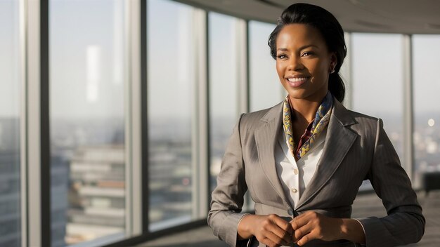 Successful african american businesswoman looking pleased and confident