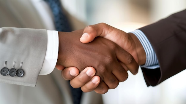 A successful business deal sealed with a handshake between two professionals of different races