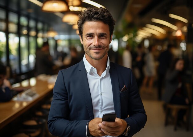 Successful business man sitting in a boardroom with his team on a clean background office