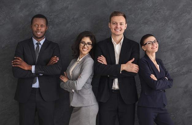 Successful business team, leaders portrait, studio bckground