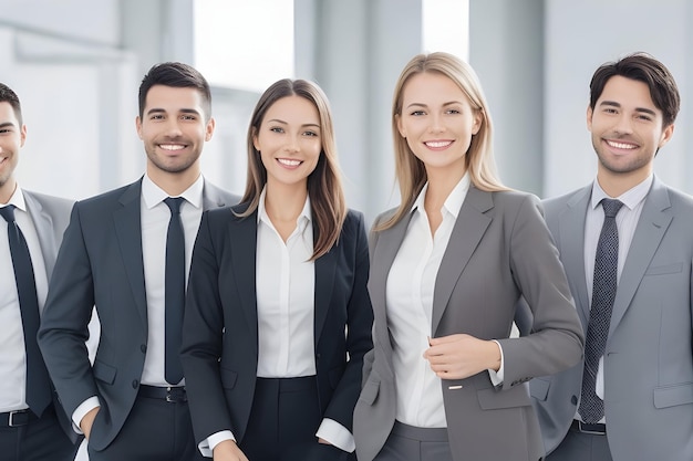 Successful business team smiling with confidence indoors