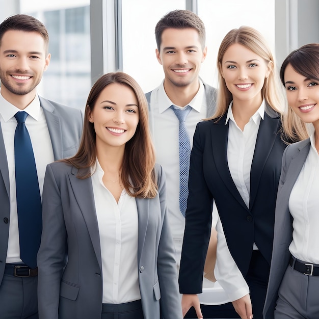 Successful business team smiling with confidence indoors