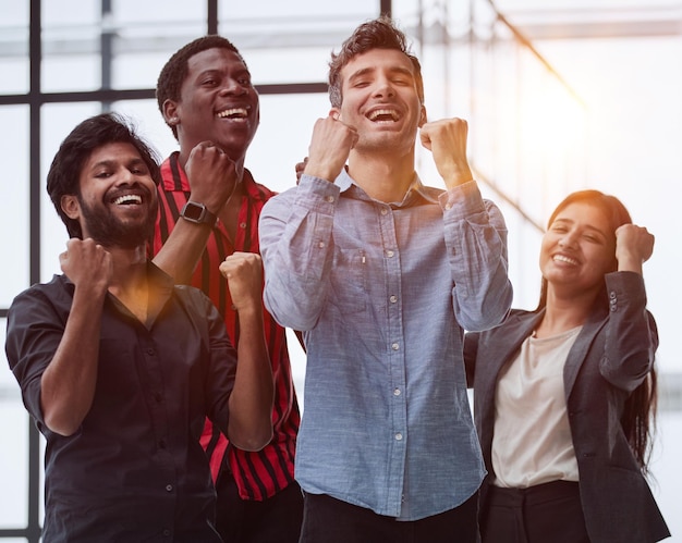 Successful business team with a man in the foreground