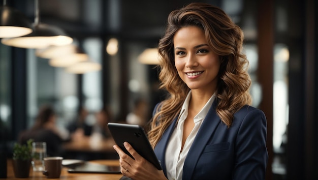 Successful business woman looking confident and smiling Ai Generated