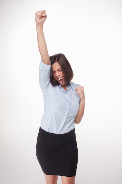 Successful business woman on white background