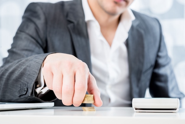 Successful businessman counting money