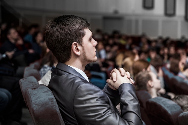 successful businessman sitting in conference room for business presentations