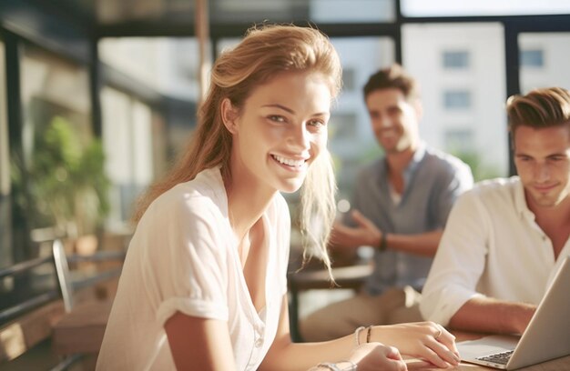 Successful Businesswoman Using Laptop in Office