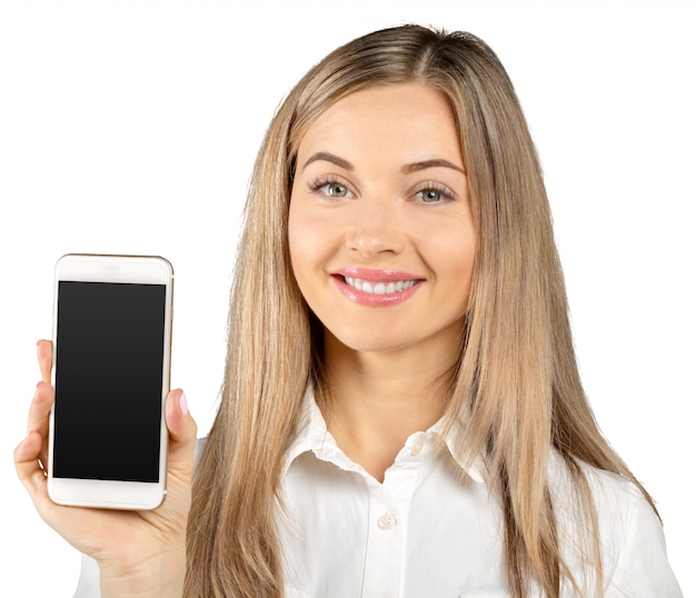 Successful businesswoman with cell phone